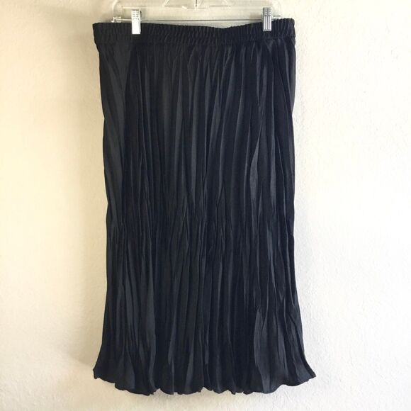 Classic black crinkle maxi skirt witchy hippie boho beachy Sz Large floaty flowy - Picture 3 of 4
